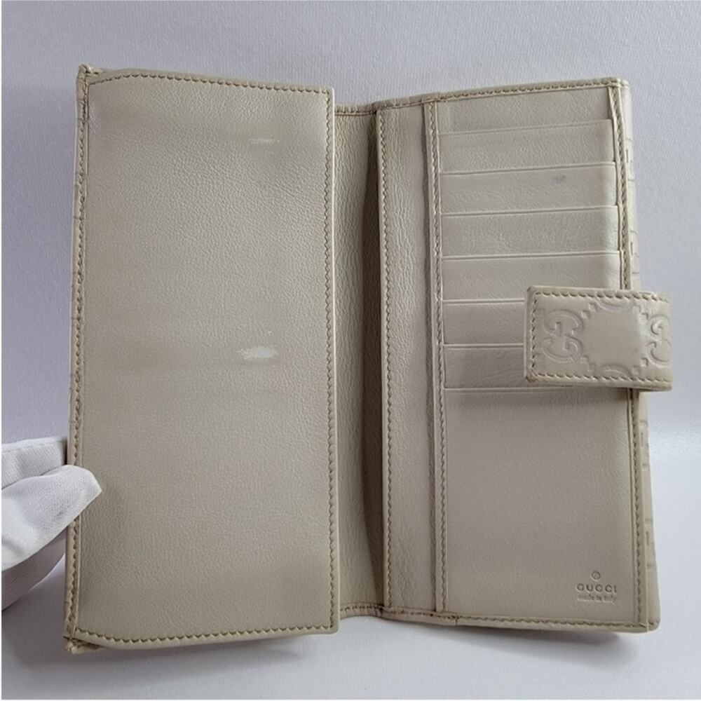 GUCCI Ssima Lovely Heart GG Logo Leather Long Wallet - Picture 4 of 11